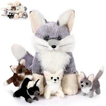 Animal de pelúcia Hydren Fennec Fox com 4 bebês, 34 cm, presente para crianças Animal de pelúcia Hydren Fennec Fox com 4 bebês, 34 cm, presente para crianças