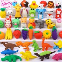 Animal Erasers WITALENT, 40 peças, lápis de quebra-cabeça 3D, caixa de tesouro