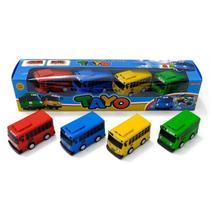 Anime coreano Toy Bus Mini Pull Back Car para crianças, conjunto de 4 Anime coreano Toy Bus Mini Pull Back Car para crianças, conjunto de 4