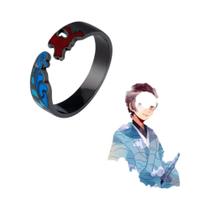 Anime Demon Slayer Kimetsu No Yaiba Metal Esmalte Anel Aberto Ajustável Para Mulheres Homens