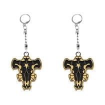 Anime preto trevo colar brinco asta touro preto metal para mulheres masculino colar jóias presente
