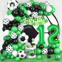 Aniversário Soccer Balloon Arch Adorely 12th com balões verdes