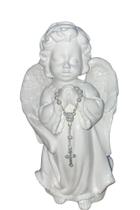 Anjinho 20 Cm Altura Gesso Branco Brilhante Rezando Estátua Decorativo Presente Católico Filho Mãe
