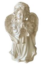 Anjinho 20 Cm Altura Gesso Branco Pérola Rezando Estátua Decorativo Presente Católico Filho Mãe