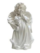 Anjo 20cm Branco Perolado Em Gesso Lembrancinha E/OU BATIZADO