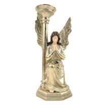 Anjo Castiçal Dourado Sagrado Candelabro Enfeite Natal