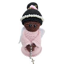Anjo da Guarda Negra Rosa Crochê Amigurumi