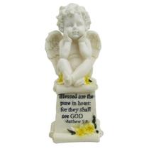 Anjo de Resina Branco Decorativo para Casa de 15cm