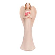 Anjo De Resina Decorativo Abraçando Coração 19Cm Altura
