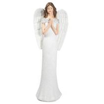 Anjo Decorativo Branco Detalhado Rezando 27Cm