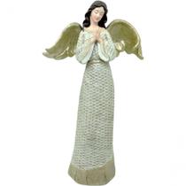 Anjo Decorativo Com Gliter Branco Enfeite Resina Natal 38cm Anjo Decorativo Com Gliter Branco Enfeite Resina Natal 38cm