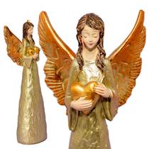 Anjo Decorativo Dourado Com Detalhe Coração 20cm
