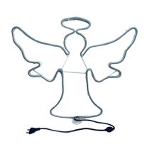 Anjo Decorativo Mangueira Led 127V Branco Quente Neon Auréola Asas Anjinho Religioso p/ Natal Decoração Natalina Enfeite