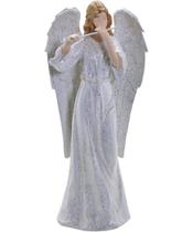 Anjo Decorativo Musico Flauta Em Resina Enfeite Natal 38cm