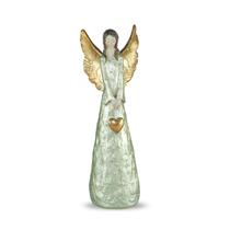 Anjo Dourado de Resina Detalhe Coração Decorativo 20cm Anjo Dourado de Resina Detalhe Coração Decorativo 20cm