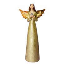 Anjo Dourado De Resina Detalhe Pomba Decorativo 20Cm
