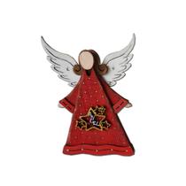 Anjo em madeira vermelho com estrela Anjo em madeira vermelho com estrela