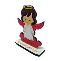 Anjo Mdf Batizado Anjinho Infantil Rosa Para Meninas 13cm