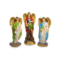 Anjo os Três Arcanjos São Miguel Gabriel Rafael Trio 20cm - Divinário