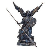Anjo São Rafael Arcanjo Santo Religioso Estatueta Azul/Ouro - M3 Decoração
