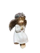 Anjo Sentado Natalino Decorativo Branco em Resina - 13cm Anjo Sentado Natalino Decorativo Branco em Resina - 13cm