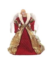 Anjo Topo Arvore Natal Gold/Red Decoração Enfeite Casa 30Cm