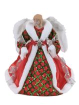 Anjo Topo Arvore Natal Green/Red Decoração Enfeite Casa 30cm