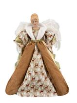 Anjo Topo Arvore Natal Marrom/Linho Decoração Grande 60cm