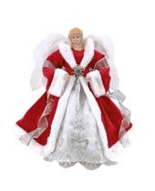 Anjo Topo Arvore Natal Vermelho Branco Decoração Arvore 30cm