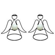 Anjos 2 castiçais porta vela Decorativo Velitas vela branca