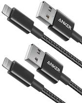 Anker Cabo carregador de iPhone de 1,8 m de cabo Lightning de nylon premium 2 unidades, certificado MFi para carregado Anker Cabo carregador de iPhone de 1,8 m de cabo Lightning de nylon premium 2 unidades, certificado MFi para carregado
