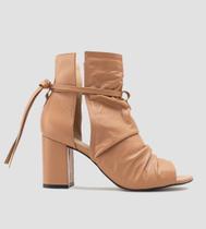 Ankle Boot CBK Salto Grosso Couro Marrom Claro