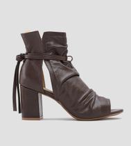 Ankle Boot CBK Salto Grosso Couro Marrom