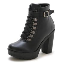 Ankle Boot Feminino Liso Salto Alto Zíper Fivela Moderno