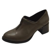 Ankle Boot Zíper Couro de Carneiro Grafite