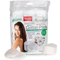 AnnaLisa 100% Pure ORGANIC Combed Cotton Pads para maquiagem / remoção de esmaltes 240 peças italianas redondas de limpeza facial 3 Pacotes de 80 Rodadas de Algodão Hipoalergênico e Absorvente para Face fechadas