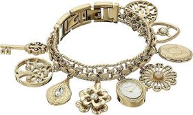 Anne Klein 10-8096CHRM Relógio feminino de alta qualidade com pingentes dourados e cristais