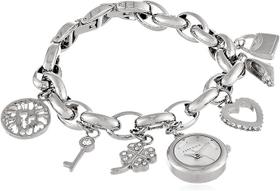 Anne Klein Relógio feminino 10-7605CHRM de cristal premium com pulseira e pingente prateado