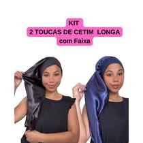 Anny Beleza - 2 Toucas de Cetim Longa com Faixa Toca de Cetim para Tranças Box Braids e Cabelos Long