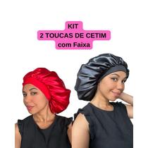 Anny Beleza - Kit 2 Touca de Cetim com Faixa Toca de Seda para dormir Touca Grande