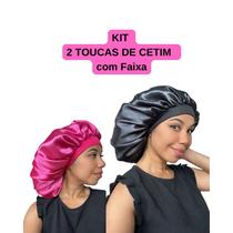 Anny Beleza - kit 2 Toucas de Cetim com Faixa Toca de Cetim Seda para dormir
