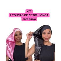 Anny Beleza - Kit 2 Toucas de Cetim Longa com Faixa Toca de Cetim para Tranças Box Braids e Cabelos Anny Beleza - Kit 2 Toucas de Cetim Longa com Faixa Toca de Cetim para Tranças Box Braids e Cabelos