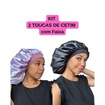 Anny Beleza - Kit 2 Un Touca de Cetim com Faixa Toca de Seda para dormir