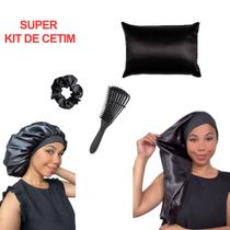 Anny Beleza Kit Super Cetim Touca de Cetim Gigante Toca de Cetim Longa Fronha Escova Polvo Xuxa