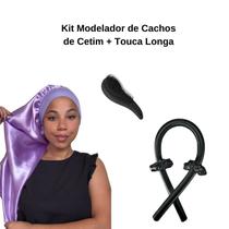 Anny Beleza- Kit Touca Longa de Cetim com Faixa - Modelador de Cachos de Cetim Escova Mágica