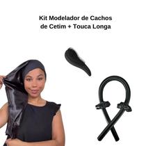 Anny Beleza- Kit Touca Longa de Cetim com Faixa - Modelador de Cachos de Cetim Escova Mágica