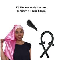 Anny Beleza Kit Touca Longa de Cetim Seda com Faixa Modelador de Cachos Escova Mágica Xuxa de Cetim
