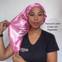 Anny Beleza Touca de Cetim Longa com Regulador Toca para Cabelos Longos Touca de Seda Cor Rosa