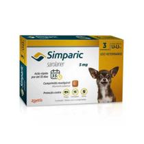 Anparasitário Simparic 5mg - Cães de 1,3 a 2,5kg - 3 Comprimidos