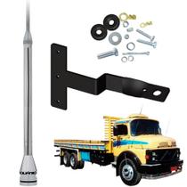 Antena Aquário Px Maria Mole Radio Amador 2,70 Metros Prolongador Inox 60cm Suporte Dianteiro Lado Carona Mercedes Benz Antigo Cara Preta Parafusos